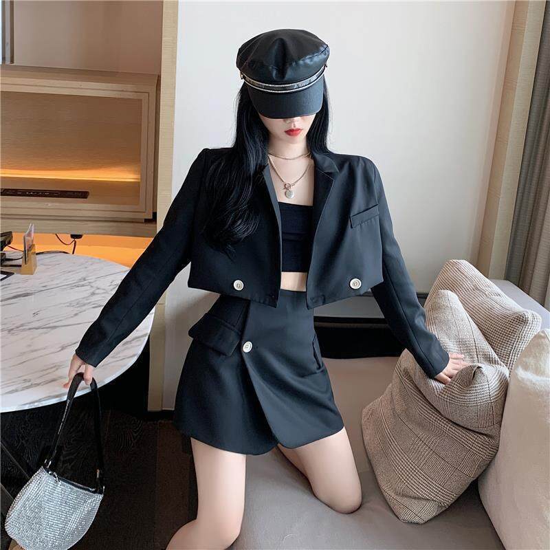 Spring temperament short sleeved small suit jacket, high waisted skirt, ladies' suit, 2021 new style, two