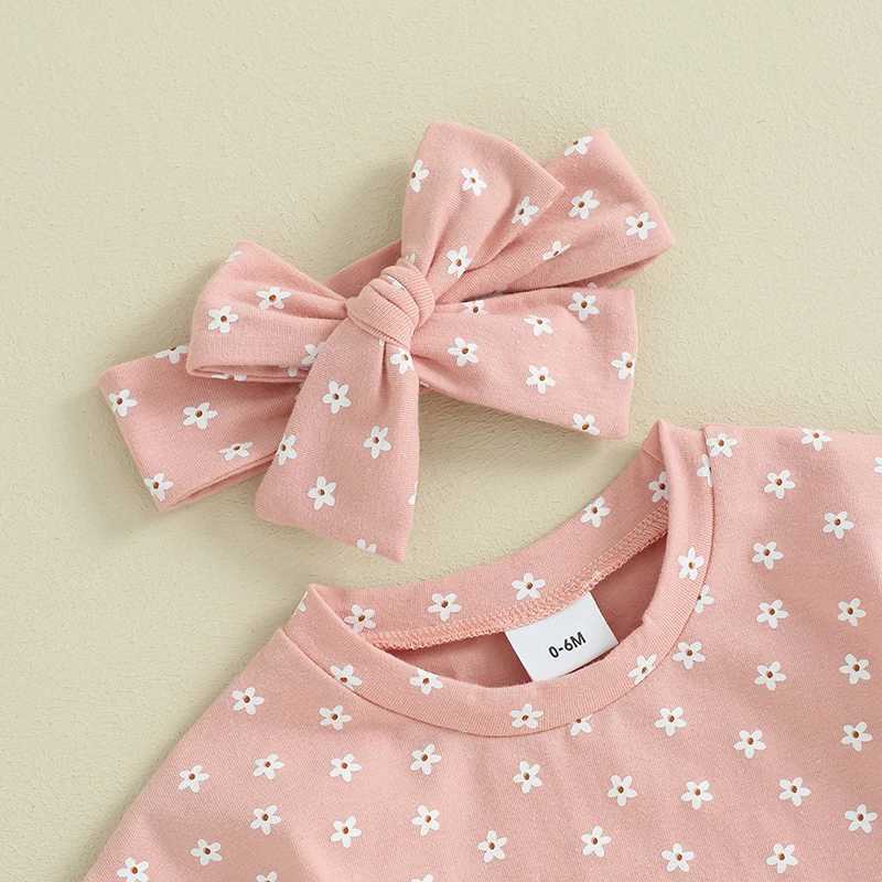Clothing Sets Lioraitiin Newborn Baby Girl Clothing Sets Kids Cotton Floral Print Short Sleeve Pullover T-shirts+High Waist Shorts+Headwear