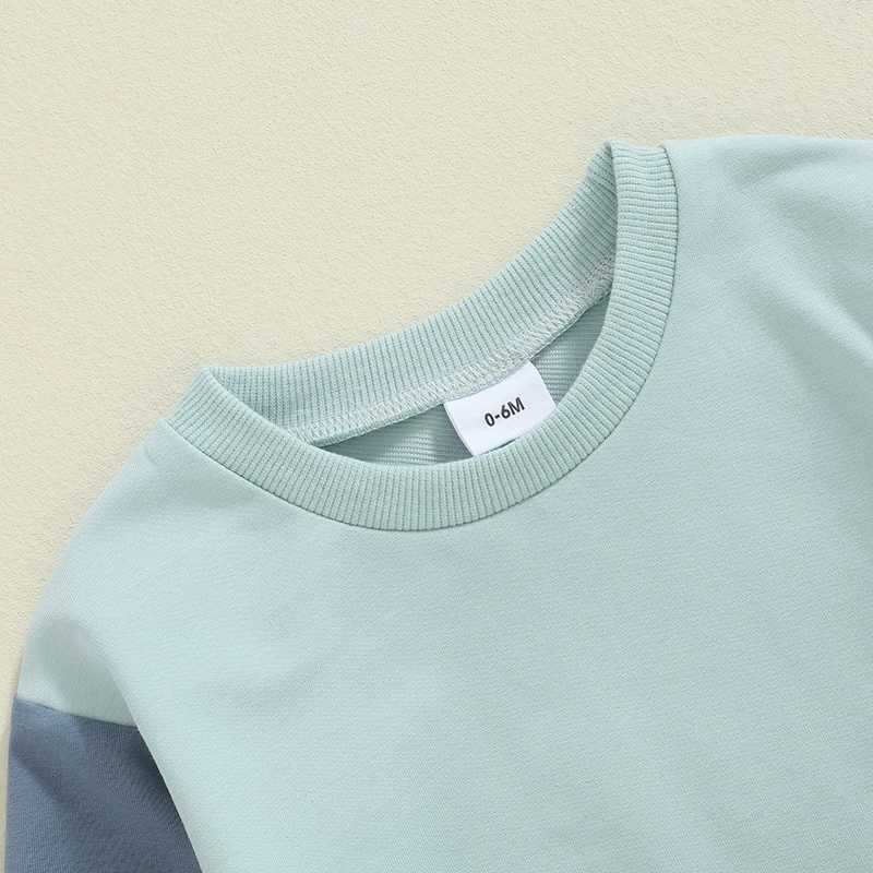 Clothing Sets 2024-05-27 Lioraitiin 0-3Y Toddler Boys Fall Outfits Contrast Color Long Sleeve Sweatshirts and Long Pants 2Pcs Clothes Set