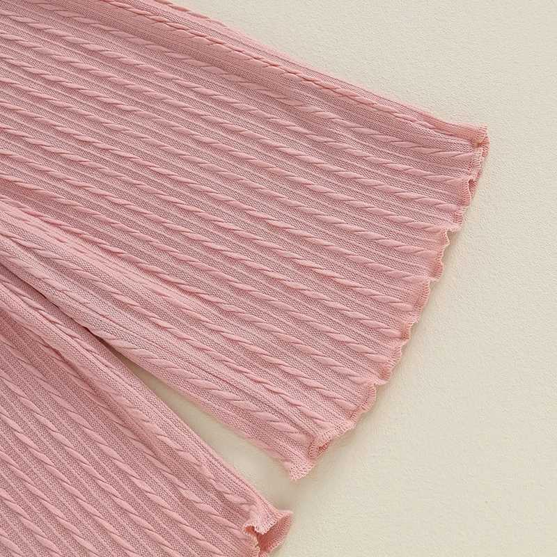 Clothing Sets 2024-05-05 Lioraitiin Kids Girls Pants Set Long Sleeve Crew Neck T-shirt Tops with Pants Clothing Set Fall Outfit