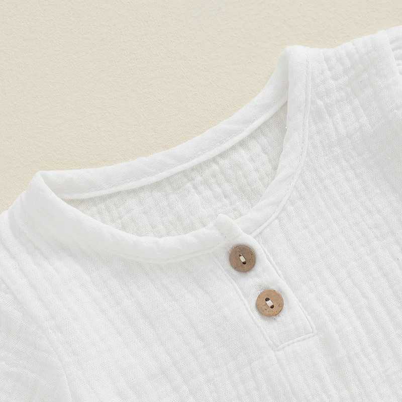 Clothing Sets 2024-04-30 Lioraitiin Baby Shorts Set Short Sleeve Button Front Solid Color T-Shirt and Shorts Toddler 2 Piece Outfits