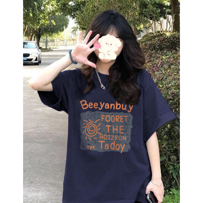 23006 # official photo/combed pure cotton back bag with sewn edges S-XXXL summer short sleeved T-shirt for women