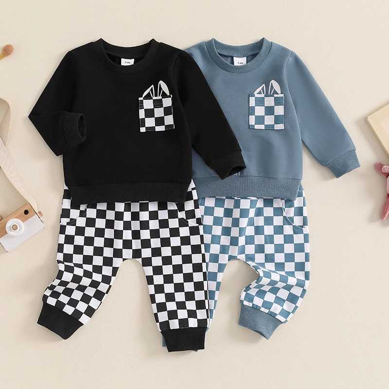 Clothing Sets Autumn New Baby Boy Clothes Fall Toddler Outfits Long Sleeve O Neck Pullover Tops Checkerboard Print Pants 2PCS Set