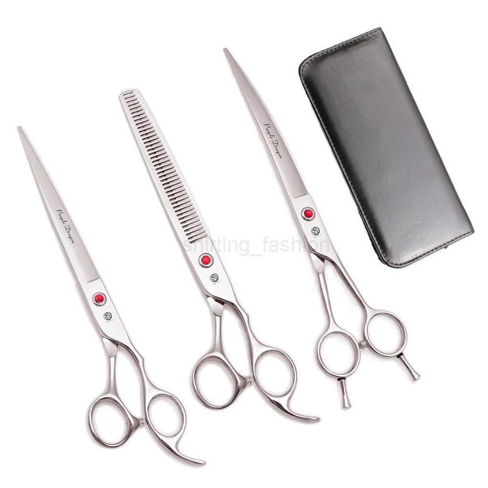 Purple Dragon 8 Inch Dog Grooming Scissors Thinning Shears Professional Cat Pet Scissors Hair Cutting High Quality Z3015-bCL240715