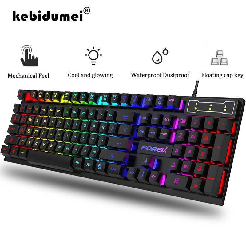 Backlit Mechanical Keyboard Wired Gaming Keyboard waterproof Luminous 104 key keyboard And Mouse Set for Gamer PC Laptop OfficeM240715