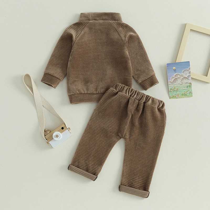 Clothing Sets 2023-06-19 Lioraitiin 0-4Years Toddler Baby Boy Girl 2Pcs Fall Outfit Striped Plush Long Sleeve Sweatshirt Solid Pants Set