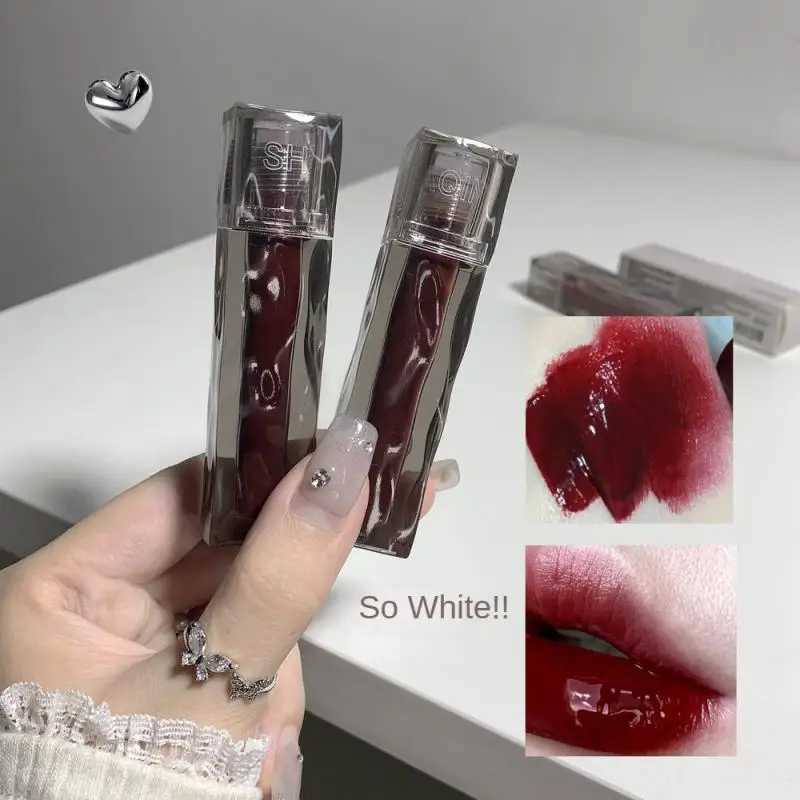 Waterproof Mirror Nude Lip Gloss Transparent Nude Dark Brown Red Lip Glaze Lasting Velvet Liquid Lipstick Women Makeup Cosmetic zxx240715