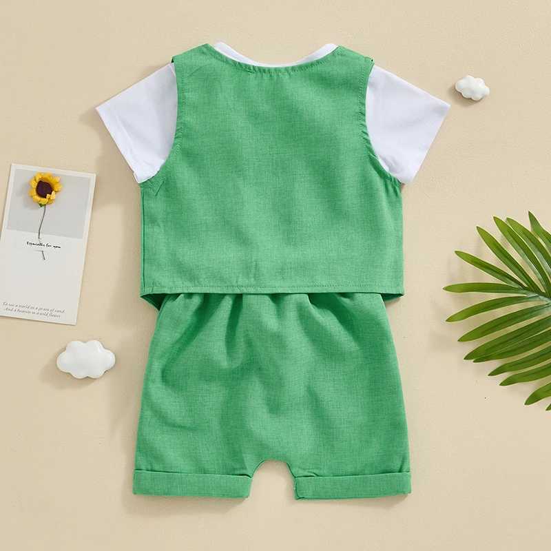 Clothing Sets 3pcs Summer Toddler Baby Boy Gentleman Set Short Sleeve Button T-Shirt with Suspender Shorts and Waistcoat Outfits