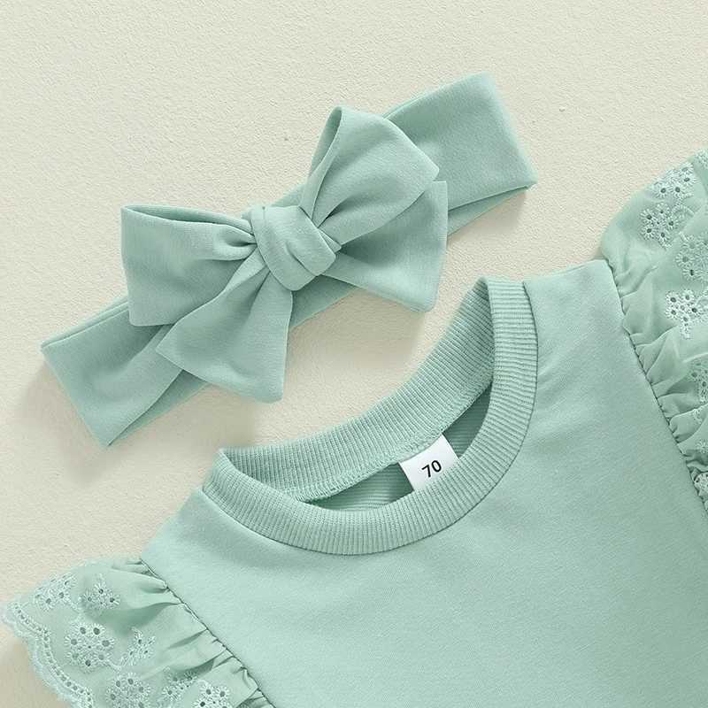 Clothing Sets 2024-05-22 Lioraitiin Baby Girl 2Pcs Fall Outfits Long Sleeve Lace Patchwork Pullover Tops + Pants Set Toddler Clothes