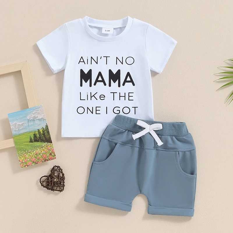 Clothing Sets 2024-01-24 Lioraitiin Baby Boy Outfit O-Neck Short Sleeve Letter Print Tops + Elastic Waist Shorts Summer Set Infant Toddler
