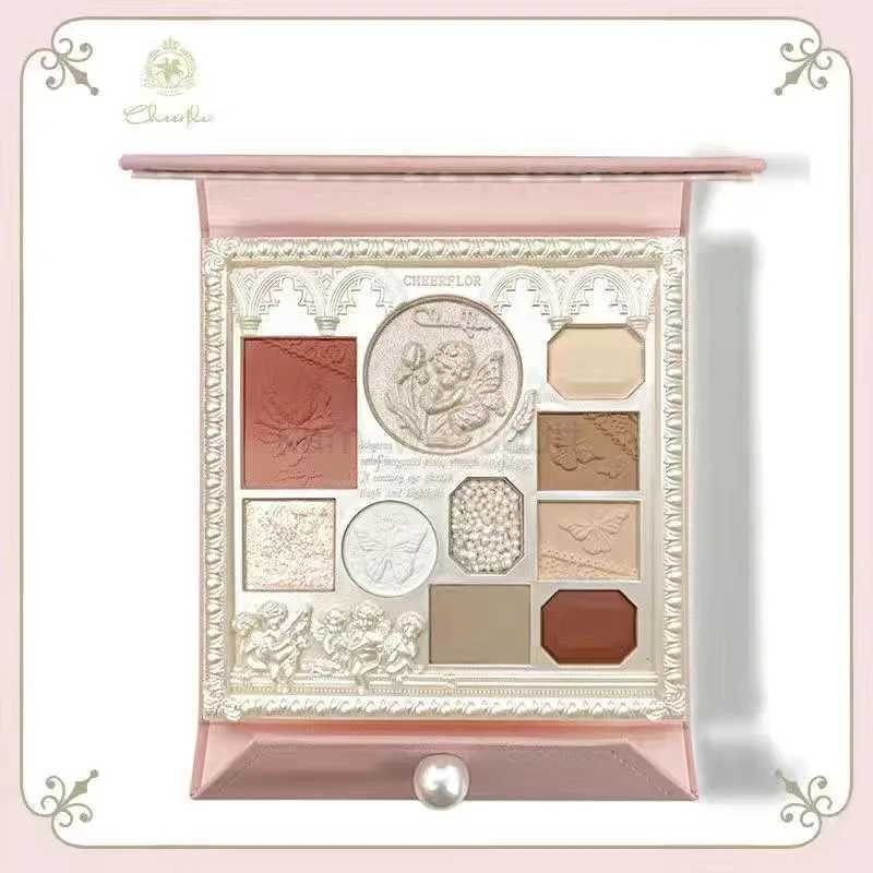 Cheerflor Angel Relief Eye Shadow Amusement Embossed Blush Highlight Integrated EyeShadow Pallete Milk Tea ColorM240715