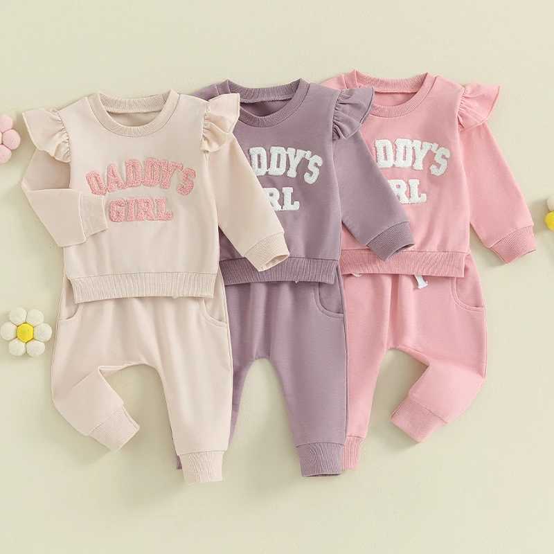 Clothing Sets 2023-09-27 Lioraitiin 0-3Y Baby Girl Clothes Daddys Girl Long Sleeve Crewneck Sweatshirt Top Casual Pants Fall Winter Outfits