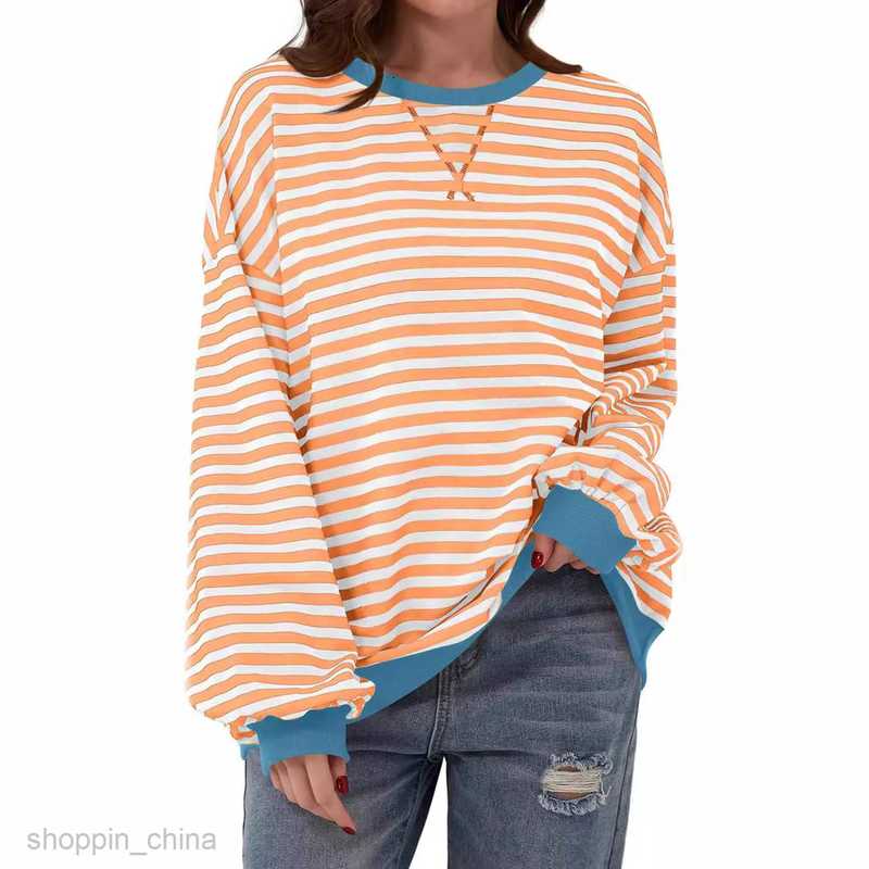 Women Hoodies Sweatshirts autumn/winter TIKTOK pure cotton women's loose casual striped hoodie for women Woman jogging suit