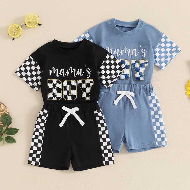 Clothing Sets 2024-04-08 lioraitiin Toddler Baby Boys Summer Outfits Letter Embroidery Short Sleeves T-Shirt and Elastic Shorts Clothes Set