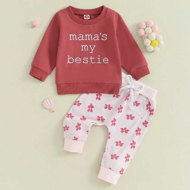 Clothing Sets 2023-09-05 Lioraitiin 0-3Y Autumn Toddler Kid Girls Clothes Sets Long Sleeve Letter Print Sweatshirt Floral Pants Sets