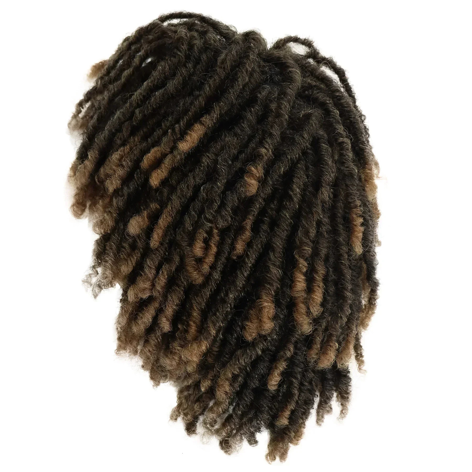 GNIMEGIL Synthetic Braid Wigs 14 Inches Short Wig for Men Afro Bob Ombre Brown Crochet Twist Hair Dreadlocks Wig Natural Rasta 240705
