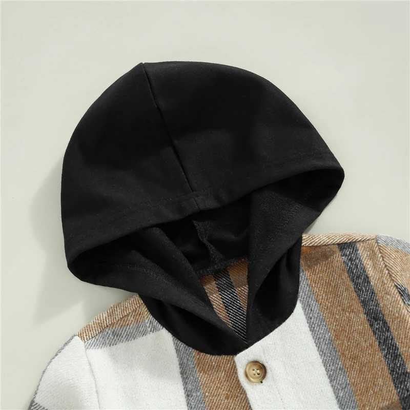 Clothing Sets Children Outfit Kid Boy Autumn Clothes Set Plaid Print Long Sleeve Button Hood Shirt Coats + Solid Color Casual Trousers