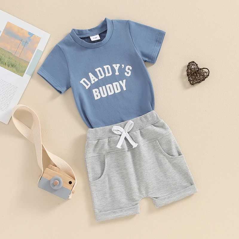 Clothing Sets 2024-03-18 Lioraitiin Toddler Boys Summer Outfits Letter Print Short Sleeves T-Shirt and Elastic Shorts Vacation Clothes Set