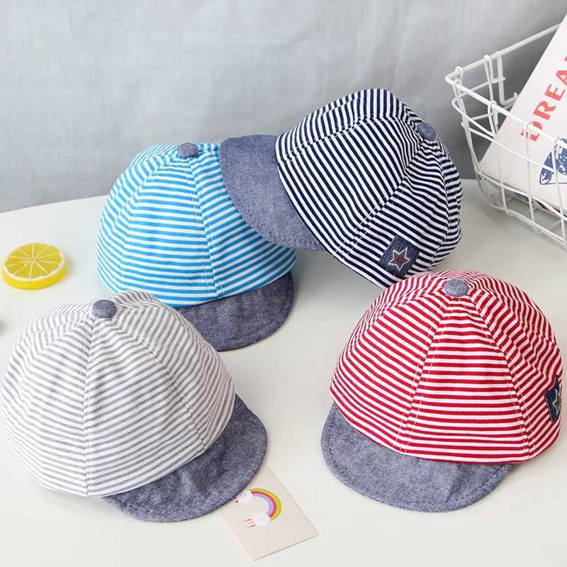 Summer cotton baby hat cute casual striped baby boy hat soft Eaves childrens and girls sun protection hatW240715