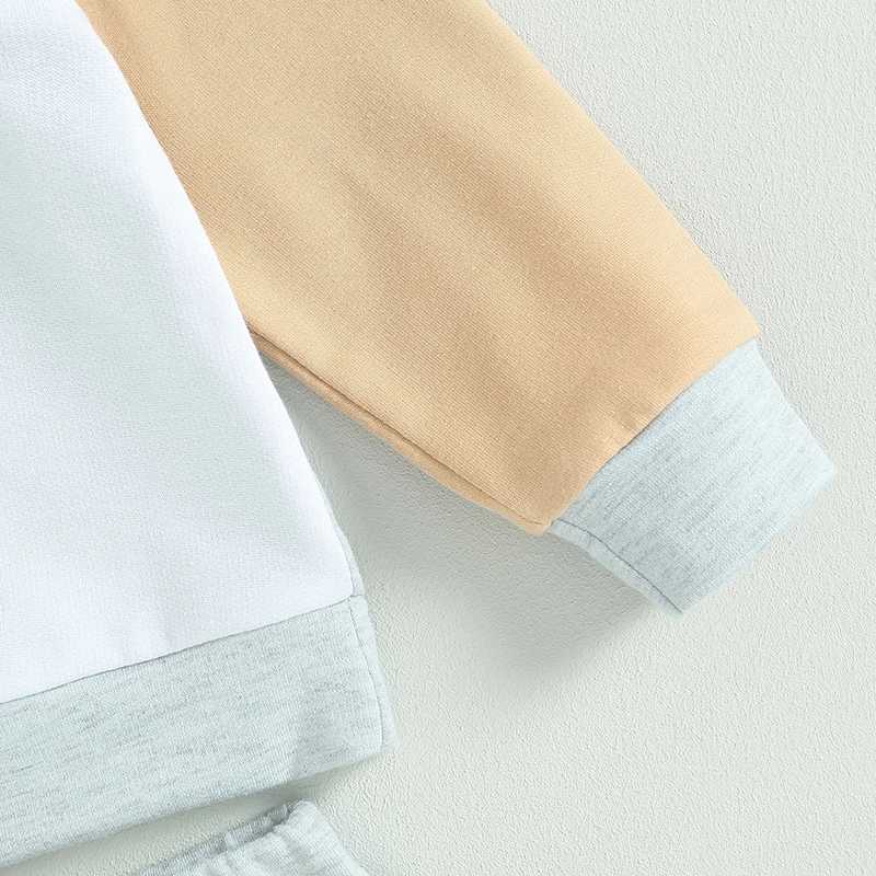 Clothing Sets 2023-06-12 Lioraitiin 0-3Years Infant Baby Boy Girl Autumn 2Pcs Outfit Contrast Color Long Sleeve Hoodies Sweatshirt Long Pant