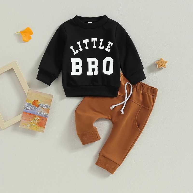 Clothing Sets 2023-06-15 Lioraitiin 0-18M Baby Boys 2Pcs Casual Pants Set Long Sleeve Crew Neck Letters Print Sweatshirt Sweatpants Clothes