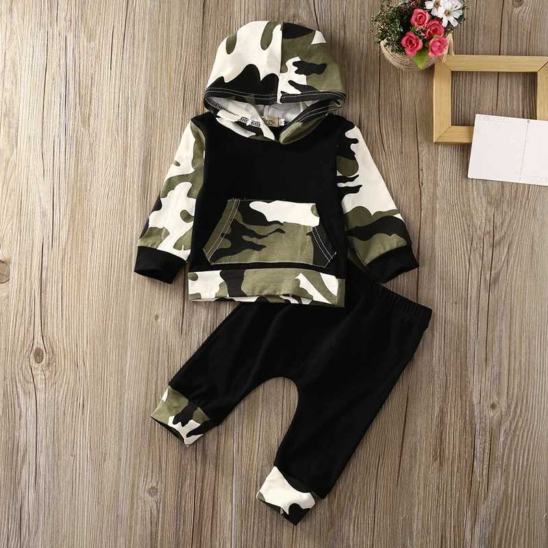 Clothing Sets lioraitiin 2pcs!! Autumn Spring Infant Clothes Baby Clothing Sets Baby Boys Camouflage Hoodie Tops Long Pants 2Pcs Outfits Set