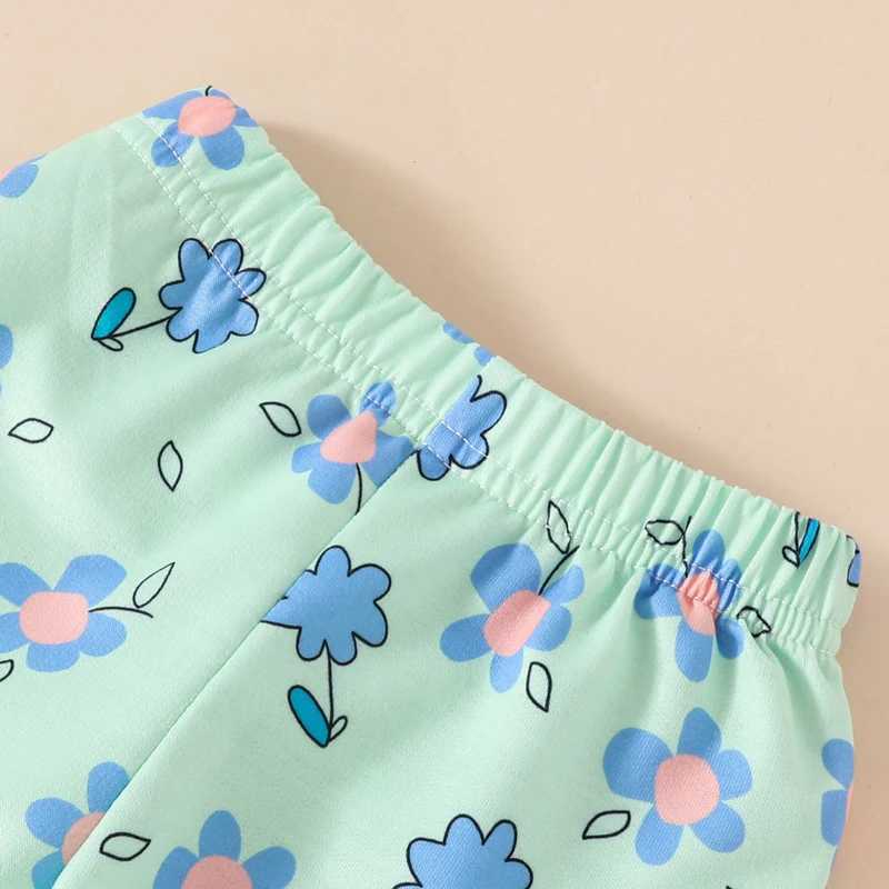 Clothing Sets 2024-06-03 Lioraitiin Little Girls 2PCS Fall Sets Long Sleeve O Neck Floral Print Tops Elastic Band Pants