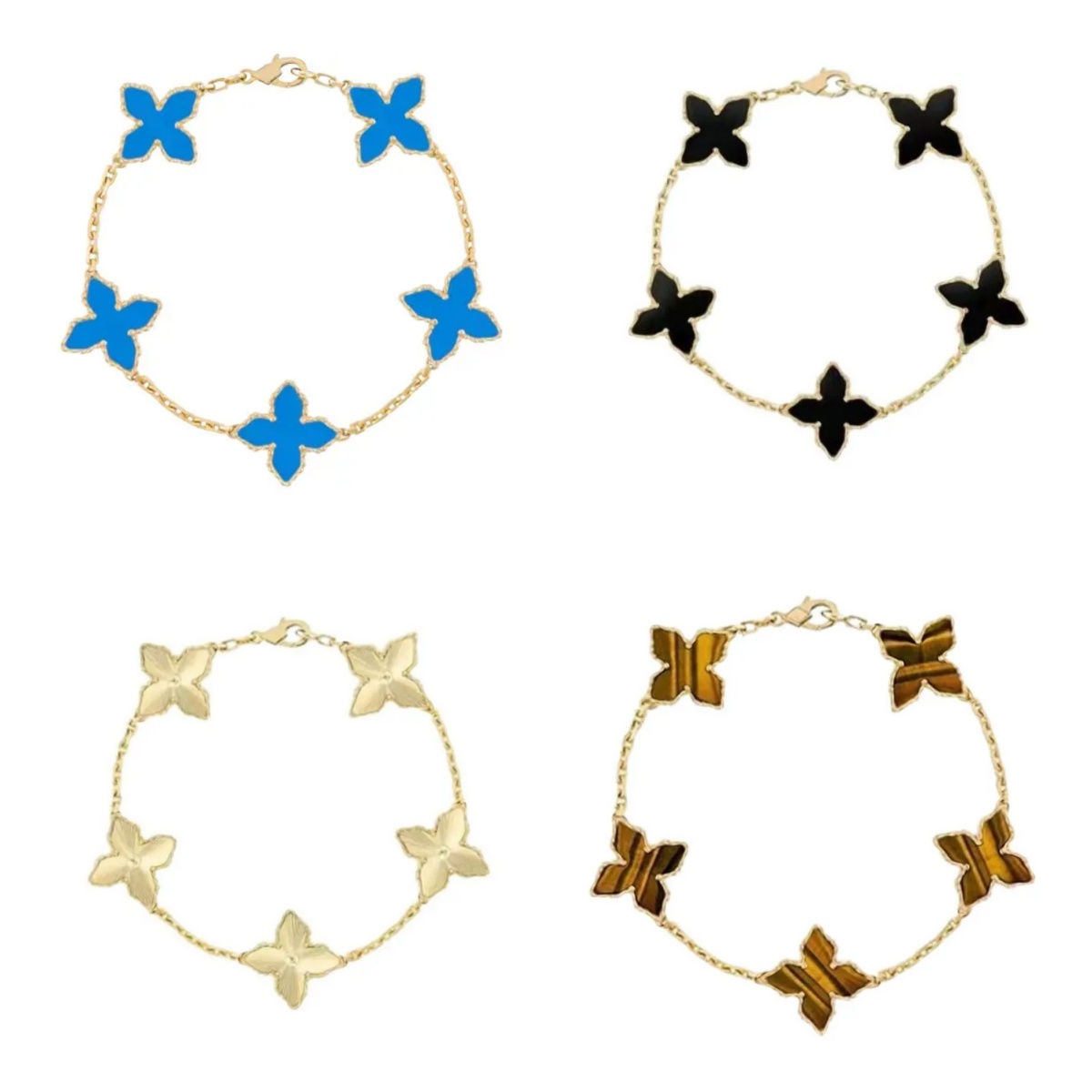 Classic Bangle Clover Bracelet For Men and Women Luxury Designer jewelry 18K Gold Silver Plate Agate Diamond Fashion Charm Chain Wedding Gift Party High Quality