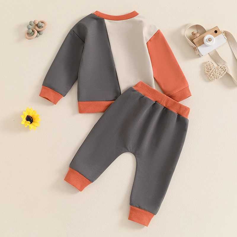Clothing Sets Baby Boys Clothes Sets Contrast Color Long Sleeve Casual Sweatshirt+Drstring Pants 2pcs Kids Clothes Sports Suit Autumn New