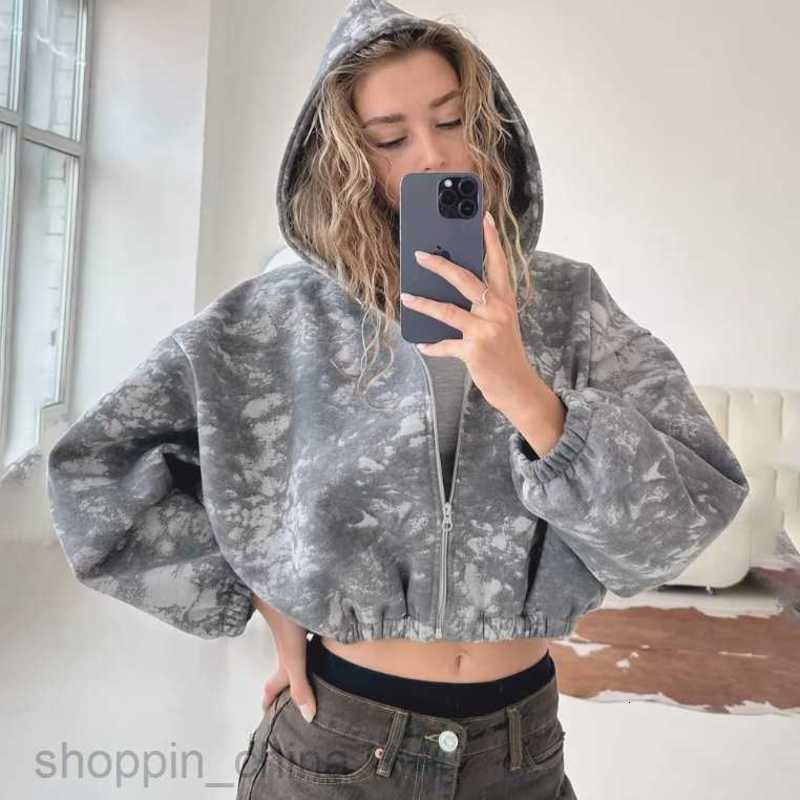 Women Hoodies Sweatshirts jacket womens spring autumn loose and casual short style with exposed navel long sleeved zipper hooded sweatshirt for Woman 