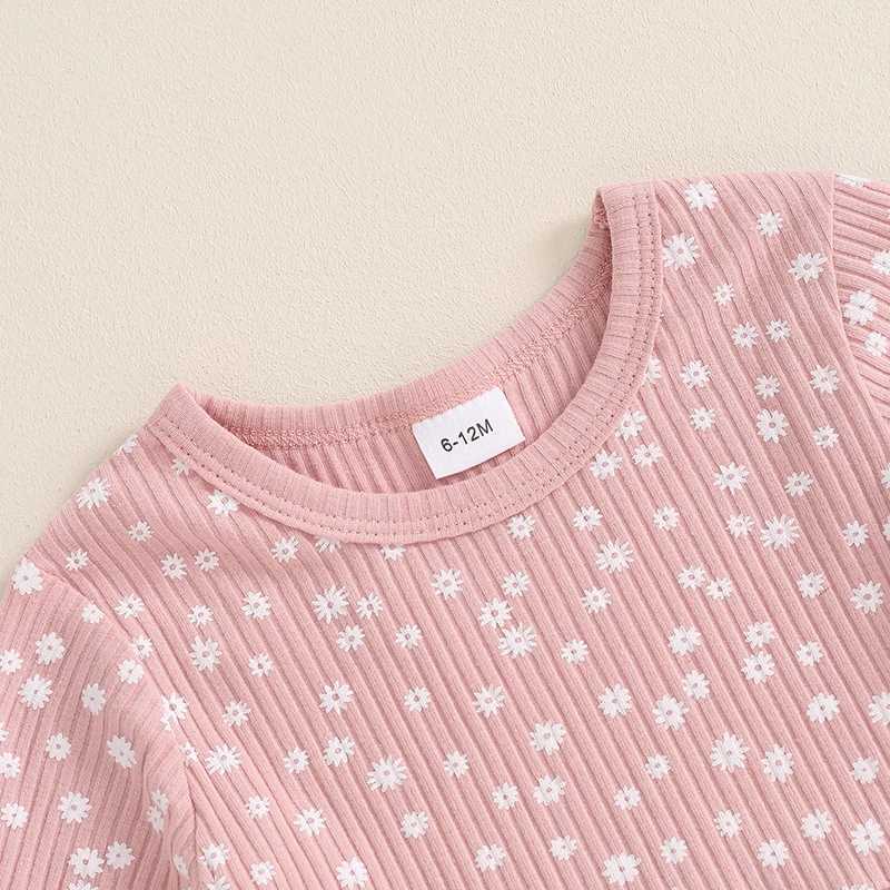 Clothing Sets 2024-05-29 Lioraitiin 1-5Y Toddler Girl Fall Outfits Floral Print Crew Neck Long Sleeve Tops Elastic Waist Long Pants 2Pcs Set