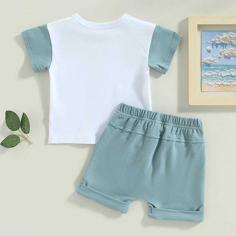 Clothing Sets 2023-02-17 Lioraitiin 0-3Years Baby Boys 2Pcs Summer Shorts Set Short Sleeve Letters Print T-shirt with Elastic Waist Shorts