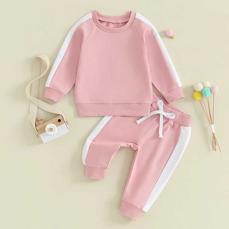 Clothing Sets 2023-08-21 Lioraitiin 0-3Y Newborn Baby Girl Clothes Contrast Color Long Sleeve Crew Neck Sweatshirt Sweatpants Fall Outfits
