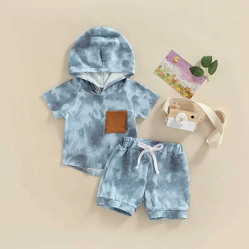 Clothing Sets 0-5Y Toddler Infant Baby Boy Clothes Sets Fashion Tie-dye Short Sleeves Hooded T-shirt Top + Short Pants Summer Newborn Outfits