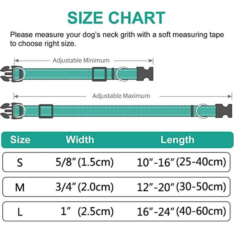 Reflective dog collar soft chloroprene rubber pad breathable nylon pet collar adjustable suitable for medium-sized and large dogs neck 25-60 cm W25021