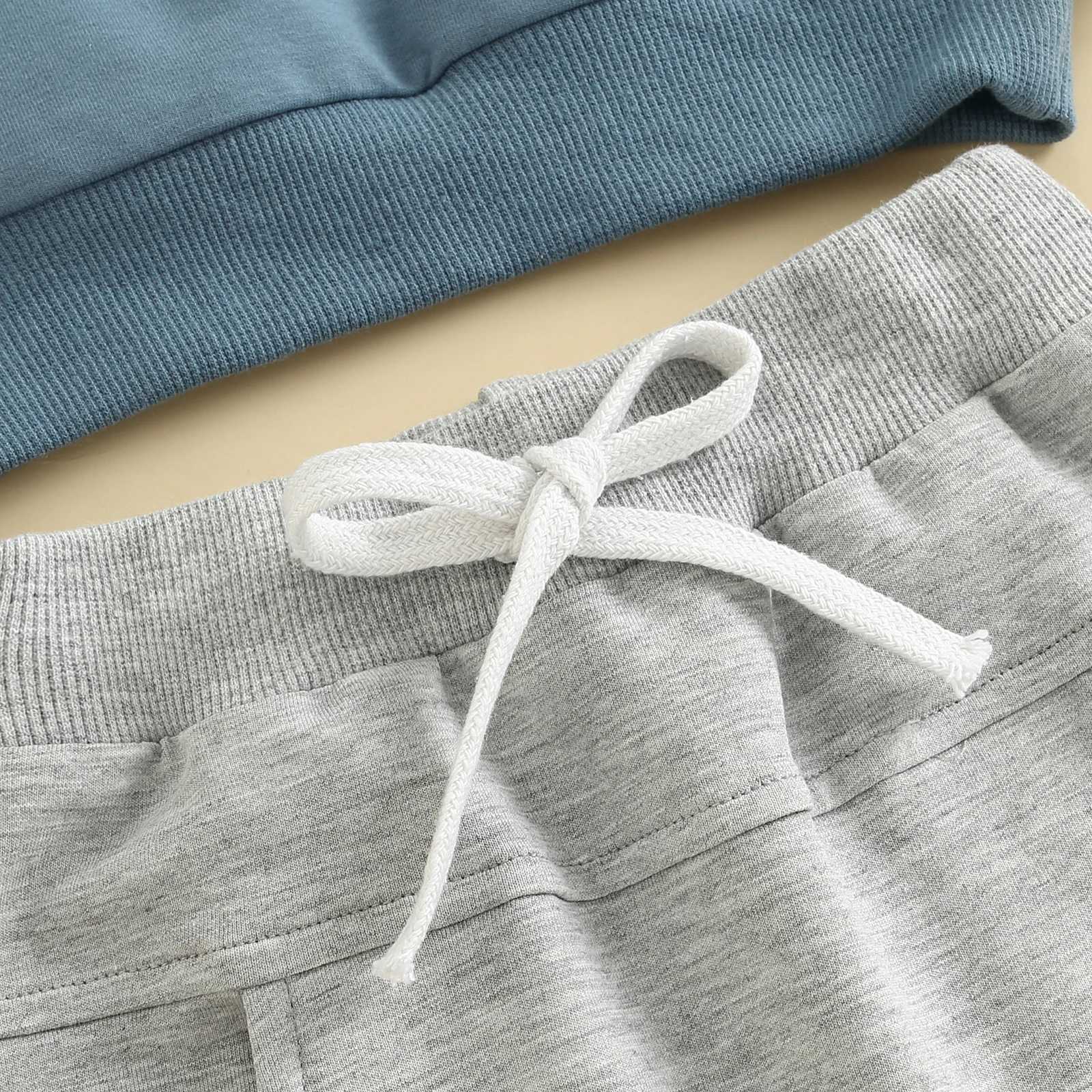 Clothing Sets 2022-08-18 Lioraitiin 0-3Years Toddler Baby Boys Letter Print Round Neck Long Sleeve Tops Tie-Up Long Pants 2Pcs Outfit