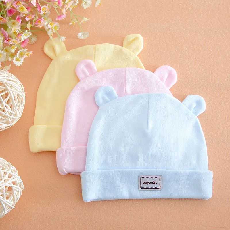Baby hat Newborn solid color hat childrens rabbit hat childrens soft cotton breathable sweat absorbent for boys and girls baby productsW240715