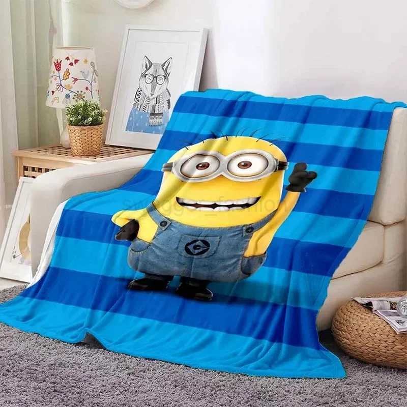 6 Sizes Cute Minions Printed Blanket Children Adult Blanket Soft and Warm Bedding for Bed Sofa Outdoor Travel Cover Blanket GiftB270715