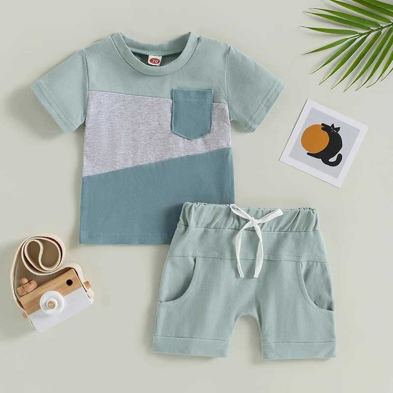 Clothing Sets 2023-03-07 Lioraitiin 0-3Years Baby Boys 2Pcs Summer Shorts Set Short Sleeve Contrast Color T-shirt Shorts Summer Outfit