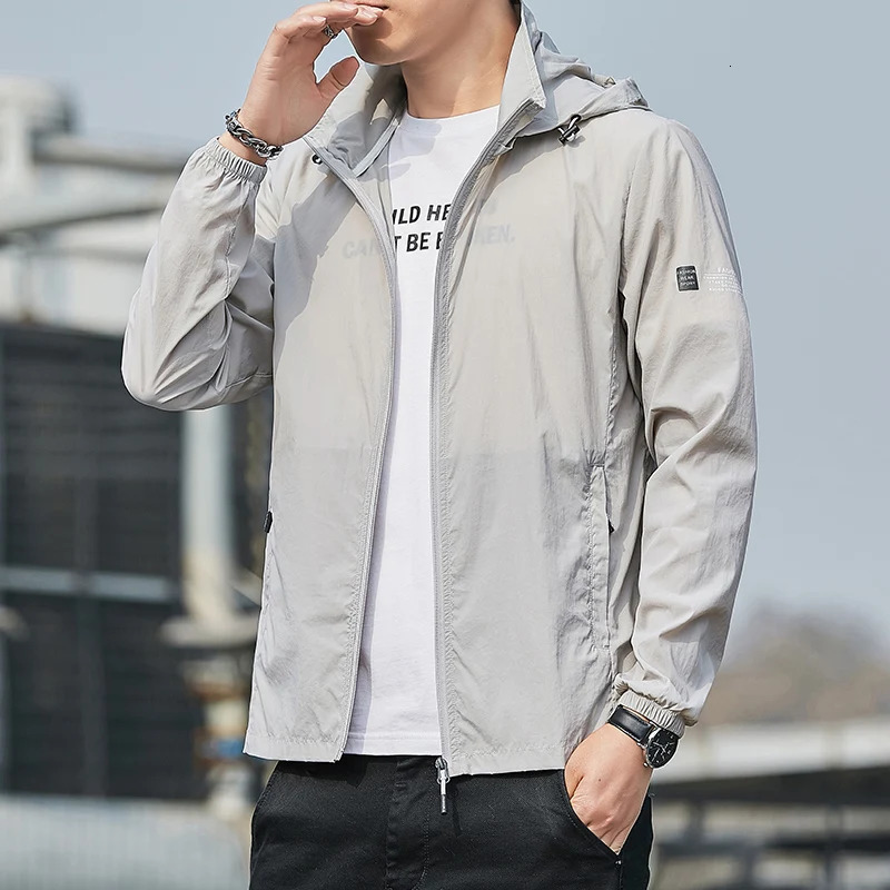 Spring Autumn Loose Casual Solid Color Zipper Jacket Male Long Sleeve Cardigan Sunscreen Top Men Hooded All-match Coat Hombre 240712