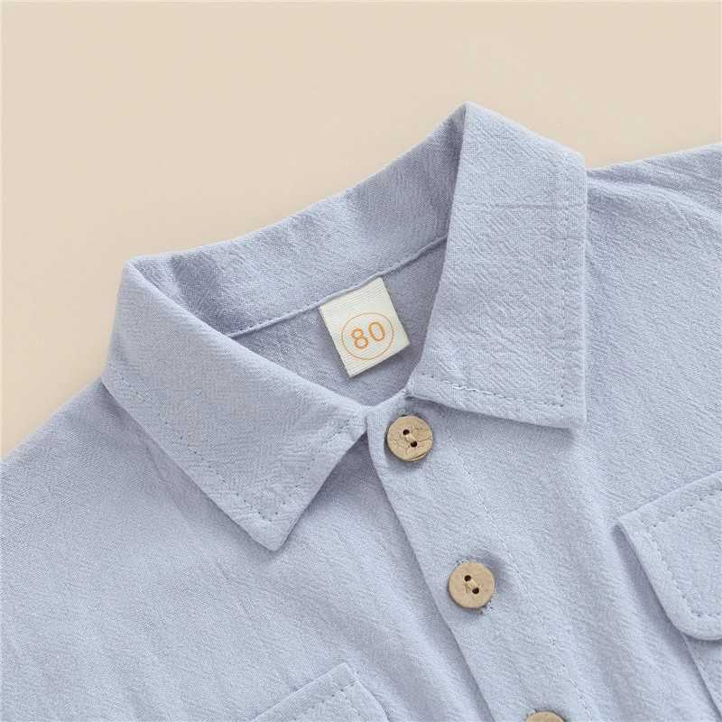 Clothing Sets Kids Boys Summer Outfits Solid Color Turn-Down Collar Short Sleeve Shirts and Elastic Waist Shorts 2Pcs Children Clothes Set