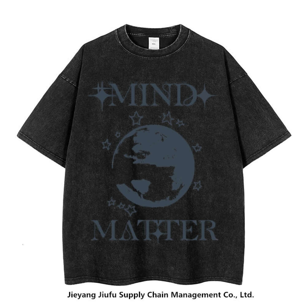 250G wax dyed American fashion brand distressed washed cotton short sleeved T-shirt 5718-P43 women's style