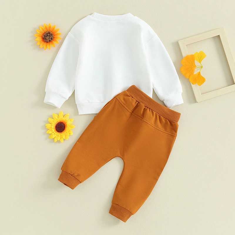Clothing Sets 2023-09-07 Lioraitiin 0-3Y Toddler Boys Birthday Outfits Letter Print Long Sleeve Sweatshirts Solid Color Long Pants Clothes Set