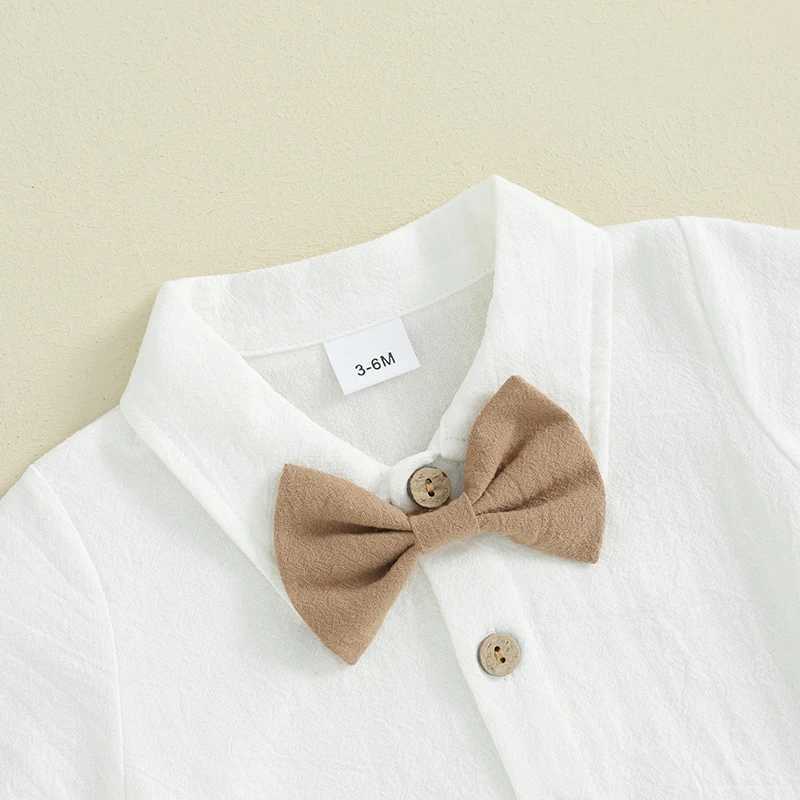 Clothing Sets Baby Boy Gentleman Outfit Clothes Solid Color Short Sleeves Romper with Bow Tie and Overalls Shorts Set for Formal Wear