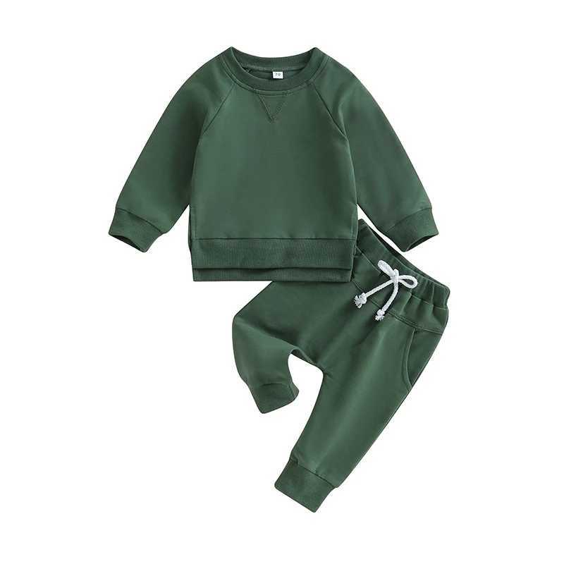 Clothing Sets Autumn Baby Girl Boy Clothes Set Children Sports Solid Color Sweatshirt Tops + Pants Casual Two Piece Suit Cotton Tracksuit