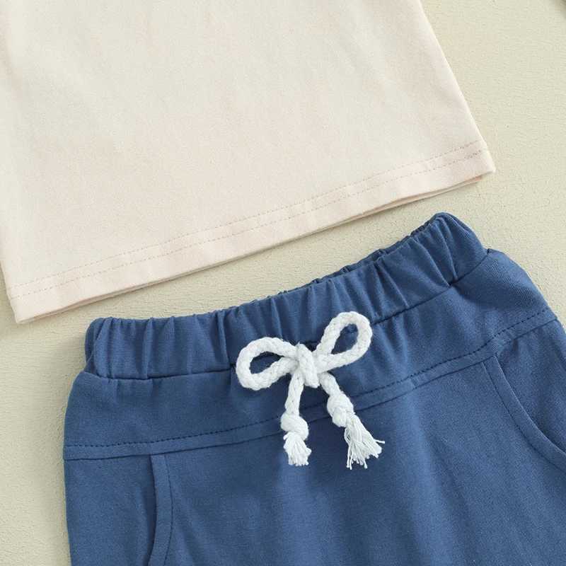 Clothing Sets Baby Boy Summer 2 Piece Set Round Neck Short Sleeve Letter Print Tops + Elastic Waist Shorts Little Brother Outfit