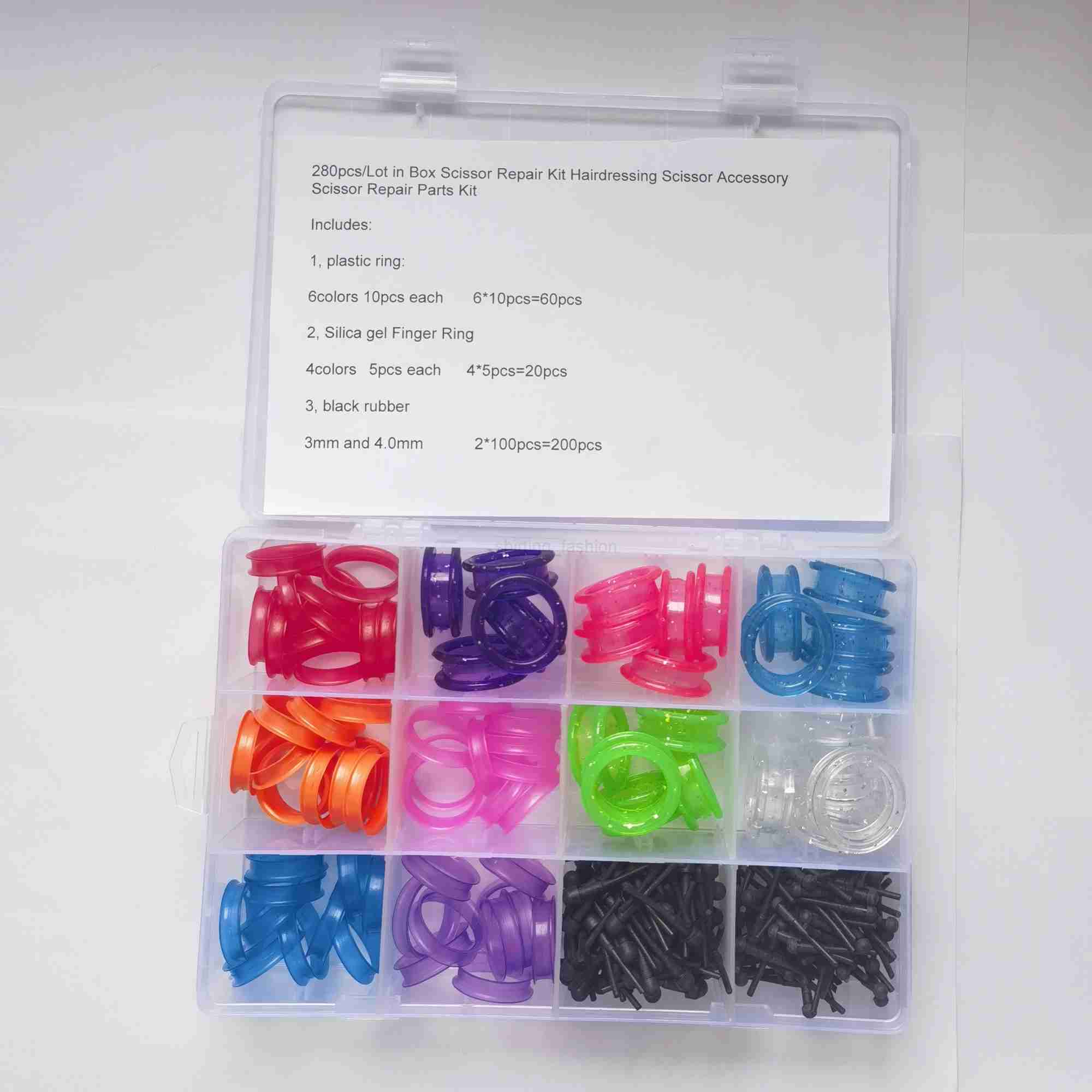 280PCS Finger Rings Inserts and Bumper fit any Hairdressing Scissor replacement partsCL240715