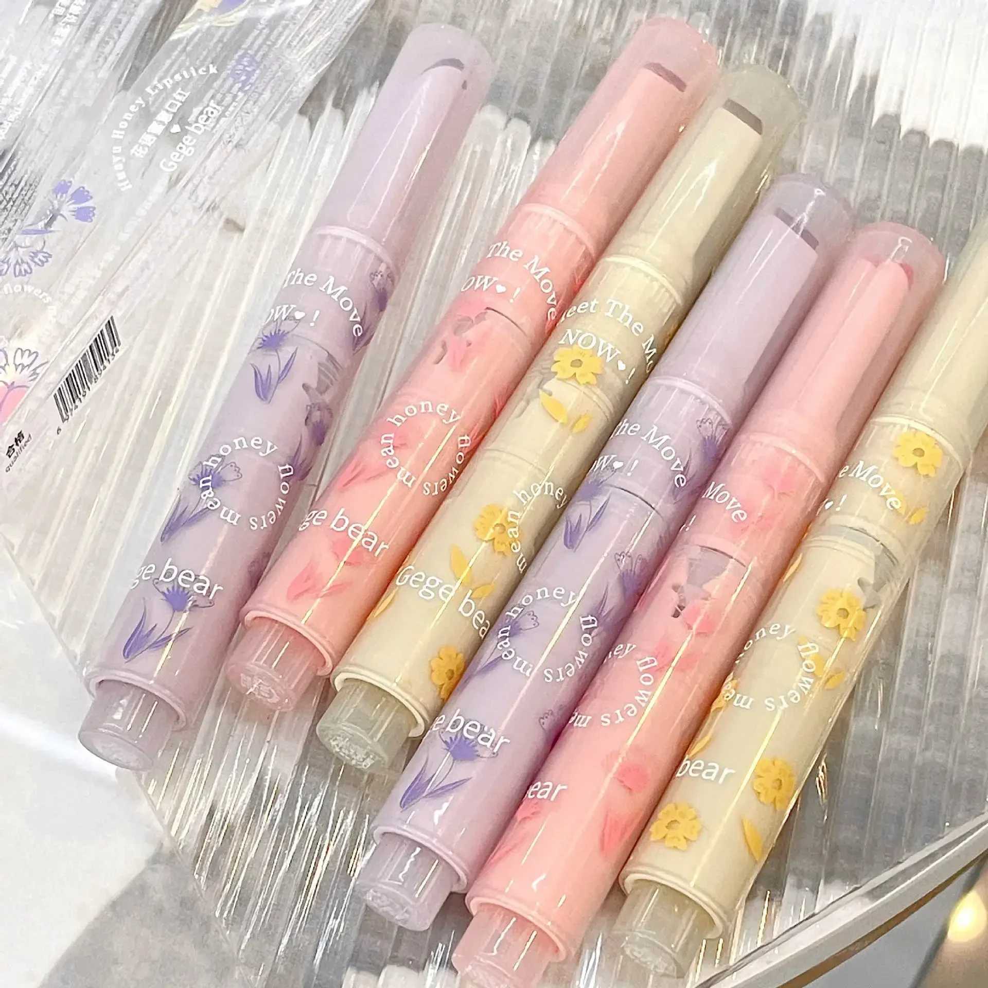Transparent Lip Glaze Flower Honey Jelly Lipstick Pen Waterproof Non-stick Cup Heart-shaped Lip Gloss Korea Women Lips Makeup zxx240715