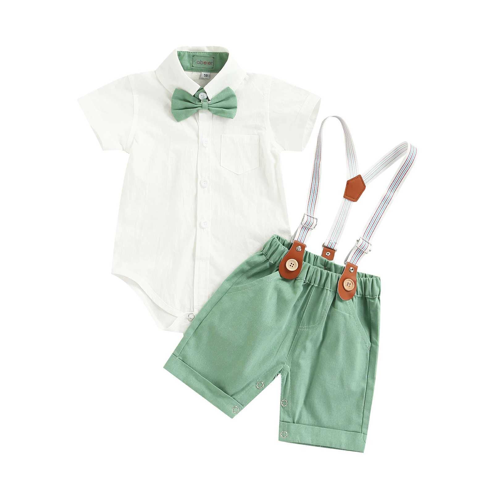Clothing Sets 2PCS Newborn Baby boys Gentleman Summer Clothes Outfits Short Sleeve Shirt Romper + Suspender Shorts Clothes Sets