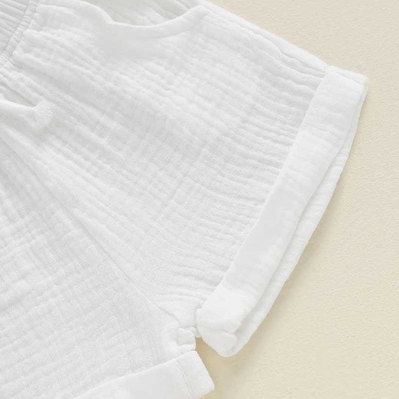 Clothing Sets 2024-04-30 Lioraitiin Baby Shorts Set Short Sleeve Button Front Solid Color T-Shirt and Shorts Toddler 2 Piece Outfits